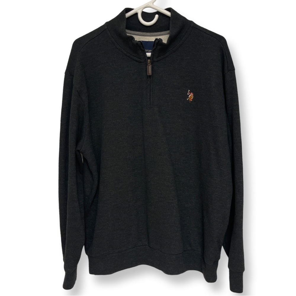 U.S. Polo Association Quarter Zip Sweater Men’s XL Charcoal